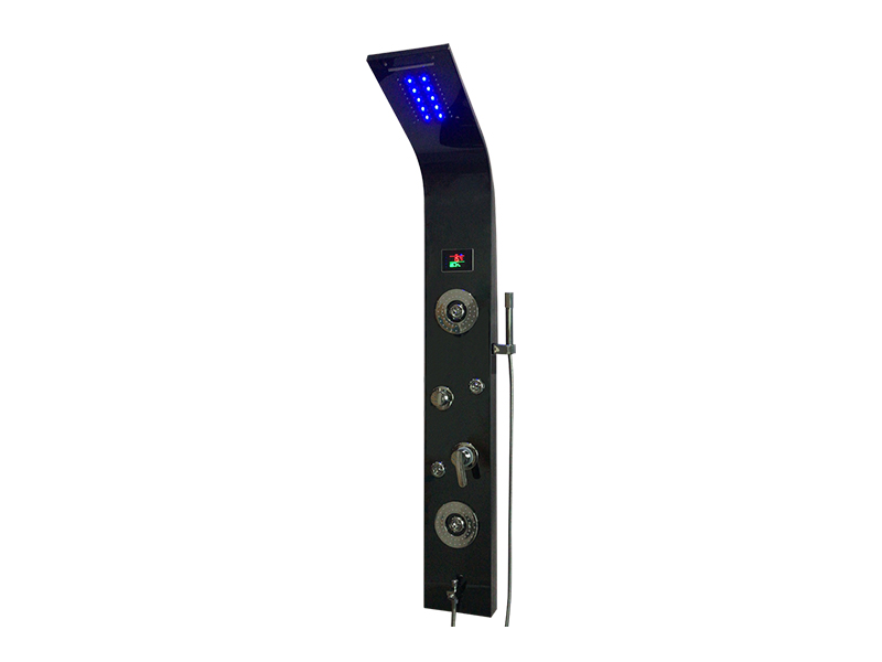 EC-1022 Duschpaneel aus schwarzem Edelstahl mit LED-Licht