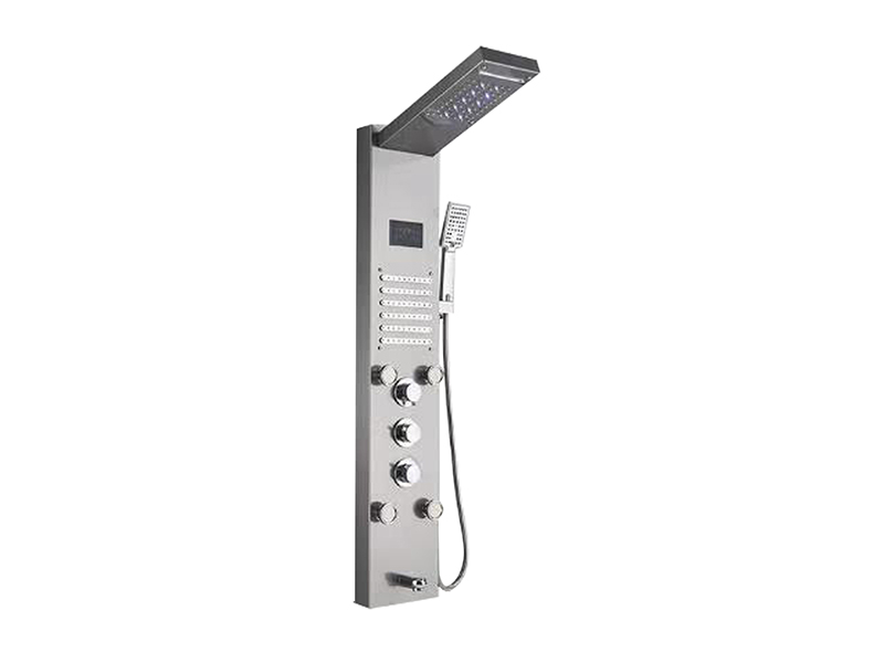 EC-1042 Duschpaneel aus Edelstahl mit großem Duschkopf oben und LED